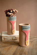 Handcrafted Paint Brush Clay Vase – 8.5" Tall Decorative Accent by Kalalou