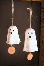 Halloween Ghost Hanging Chimes – Set of 2 Artisan Wind Chimes by Kalalou