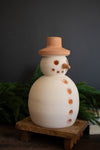 Rustic Clay Snowman Luminary – Ivory and Terracotta Holiday Accent