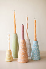 Painted Clay Party Hat Candle Holders – 9.5" Tall Handmade Set by Kalalou
