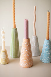 Set of 5 Handmade Clay Party Hat Candle Holders – Assorted Colors by Kalalou
