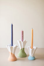 Color-Dipped Flower Clay Candle Holders – 7" Tall Assorted Set by Kalalou