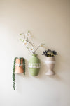 Set of Three Clay Wall Vases – 11.5" Tall Hanging Decorative Pots