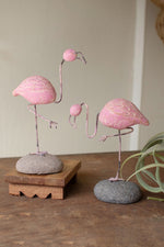 Painted Clay Flamingo Statues – 12" Tall Decorative Set of 2 by Kalalou