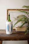 Painted Clay Sardine Vase – 8" Tall Handcrafted Decorative Pot
