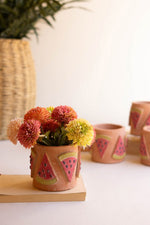 Handcrafted Clay Watermelon Vase Playful Summer Decor Set of 4 - 8"Tall Set of 4 by Kalalou