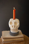 clay skull candle holder,