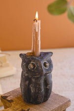clay owl taper holder