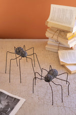 Clay and Wire Spider Sculptures for Spooky Styling (Set of 2) 8" by Kalalou