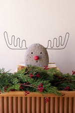 Holiday River Rock Reindeer Sculpture – Handmade Decor 16.5" by Kalalou