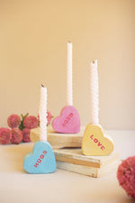 Whimsical Heart-Shaped Candle Holders Set of 2 for Romantic Settings 3.5" Tall 3 piece by Kalaou