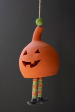 Hanging Clay Jack O Lantern Chime 18" H Seasonal Halloween Decor for Porch Set of 2 by Kalalou