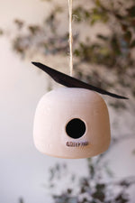 Hanging Clay Birdhouse With Wooden Bird Detail 18" H Garden Porch Decor Set of 2 by Kalalou