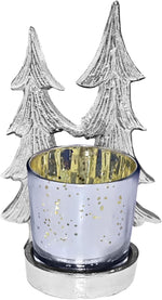 POSH DIKUR HD39941 Twin Christmas Tree Metal Tea Light Holder with Glass Votive