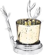 POSH DIKUR HD39942 Reindeer Horns Tea Light Candle Stand with Glass Votive