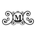 House Plaque Letter M – 11" H Black Wrought Iron Monogram Wall Plaque, Rustic Decorative House Letter Sign by Village Wrought Iron Inc.