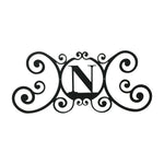 House Plaque Letter N – 11" H Black Wrought Iron Monogram Wall Plaque, Rustic Decorative House Letter Sign by Village Wrought Iron Inc.