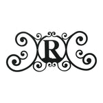 House Plaque Letter R – 11" H Black Wrought Iron Monogram Wall Plaque, Rustic Decorative House Letter Sign by Village Wrought Iron Inc.