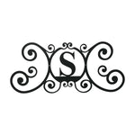 House Plaque Letter S – 11" H Black Wrought Iron Monogram Wall Plaque, Rustic Decorative House Letter Sign by Village Wrought Iron Inc.