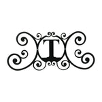 House Plaque Letter T – 11" H Black Wrought Iron Monogram Wall Plaque, Rustic Decorative House Letter Sign by Village Wrought Iron Inc.
