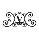 House Plaque Letter V – 11" H Black Wrought Iron Monogram Wall Plaque, Rustic Decorative House Letter Sign by Village Wrought Iron Inc.