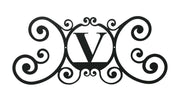 Black Iron Monogram V Decorative House Sign