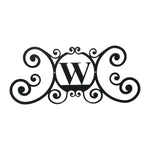 House Plaque Letter W – 11" H Black Wrought Iron Monogram Wall Plaque, Rustic Decorative House Letter Sign by Village Wrought Iron Inc.