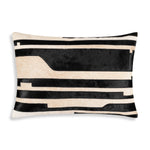 Hudson Black Hide Pillow – Black & Ivory Striped Accent Cushion for Sofa, Bed & Lounge Seating By Cloud9