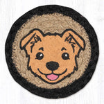 Earth Rugs Puppy Face Round Coaster 5"x5" – Handcrafted Natural Jute Braided Coaster with Hand-Stenciled Design