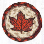 Earth Rugs Autumn Maple Printed Coaster – Fall Leaf Design on Braided Jute, Rustic Décor Accent, 5"x5"