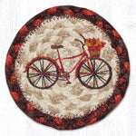 Earth Rugs Red Bicycle Printed Coaster – 5"x5" Braided Jute, Rustic Farmhouse Summer Table Accent