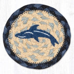 Earth Rugs Dolphin Printed Coaster – 5"x5" Braided Jute, Coastal Ocean-Inspired Eco Table Decor
