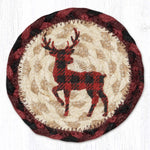 Earth Rugs Red Plaid Deer Printed Coaster 5"x5" Rustic Holiday Style