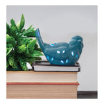 Blue LED Bird Figurines – 5.9 Inch Ceramic Set of 2 by Manual Woodworkers