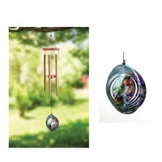 Vibrant Hummingbird Chime with Kinetic Spinner Accent