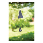 Manual Woodworkers and Weavers Triangle Wind Bell with Hummingbird Accent in Rustic Metal for Garden or Patio Decor