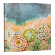 Coastal Beach Umbrella Canvas Art for Nautical Interiors