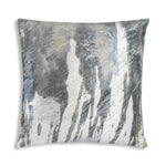 Islay Blue Velvet Pillow 22" X 22" Printed Decorative Cushion with Silver Foil and Glass Crystal Detail Modern Glam Style By Cloud9