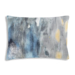 Islay Blue Velvet Pillow 20" X 14" Embellished Decorative Cushion with Watercolor Distressed Print and Metallic Foil Modern Glam Style By Cloud9