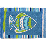 Jellybean Jazzy Blue Fish Doormat – Vibrant, Coastal-Inspired Welcome Mat for Beach Homes, Patios, and Entryways, 20