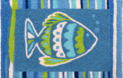Jellybean Jazzy Blue Fish Doormat – Vibrant, Coastal-Inspired Welcome Mat for Beach Homes, Patios, and Entryways, 20