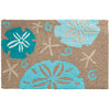 Jellybean Aqua Sand Dollars on Gray Doormat – Coastal Indoor/Outdoor Mat for Porch, Patio, or Entryway, 20"X30"