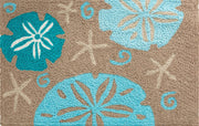 Jellybean Aqua Sand Dollars on Gray Doormat – Coastal Indoor/Outdoor Mat for Porch, Patio, or Entryway, 20