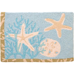 Jellybean Coral Fan & Starfish Doormat – Coastal Indoor/Outdoor Welcome Mat with Beach-Inspired Design, Machine Washable & Durable, 20"X30"