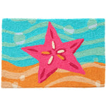 Jellybean Pink Starfish & Bubbles Coastal Doormat – Vibrant, Ocean-Themed Entryway Rug, 20"X30"