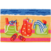 Jellybean Beach Gear Doormat – Vibrant Summer Welcome Mat with Towels, Flip-Flops & Beach Essentials for Indoor/Outdoor Use, 20