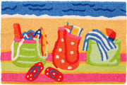 Jellybean Beach Gear Doormat – Vibrant Summer Welcome Mat with Towels, Flip-Flops & Beach Essentials for Indoor/Outdoor Use, 20