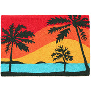 Jellybean California Dreaming Doormat – Colorful, Washable Doormat with Tropical Sunset and Palm Tree Design, 20