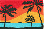 Jellybean California Dreaming Doormat – Colorful, Washable Doormat with Tropical Sunset and Palm Tree Design, 20