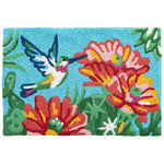 Jellybean Blooming Cactus Hummingbird Doormat – 20"x30" Colorful Outdoor Rug with Southwestern Floral Design